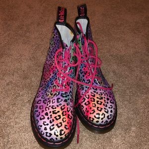 Dr. Martens rainbow cheetah boots.  🌈 oh my glob!